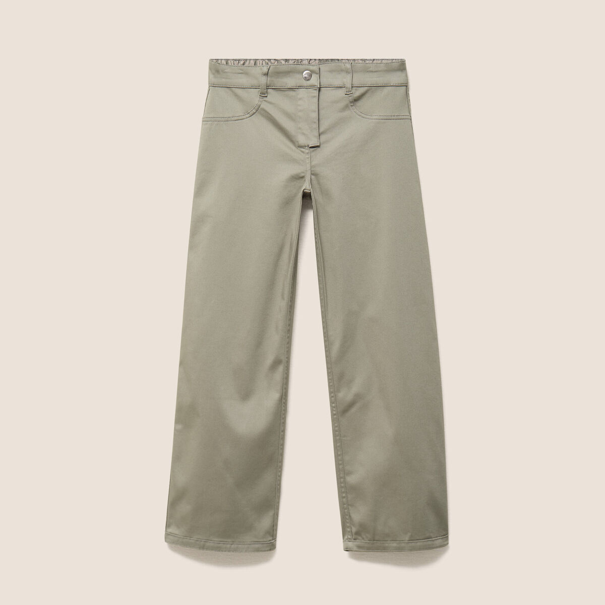 Pantalon droit 7/8&egrave;me taille bascul&eacute;e gris femme