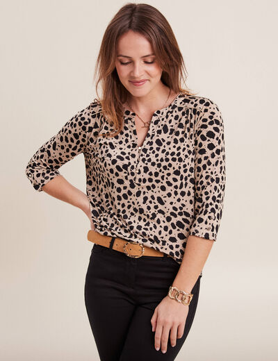 T-shirt manches 3/4 sable femme