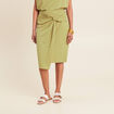 Jupe droite effet portefeuille vert olive femme