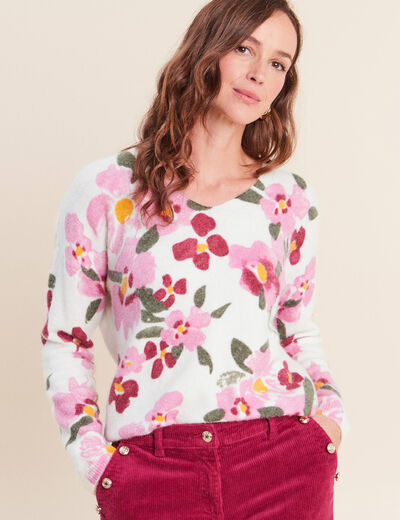 Pull manches longues multicolore femme