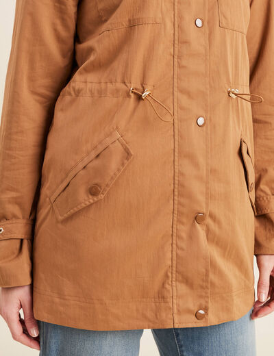 Parka cintrée col montant marron femme