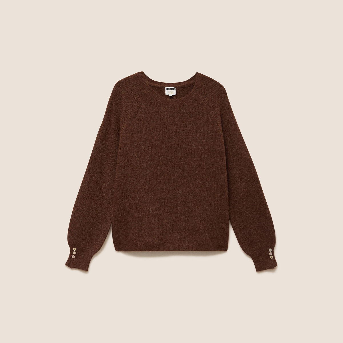 Pull col rond marron fonc&eacute; femme