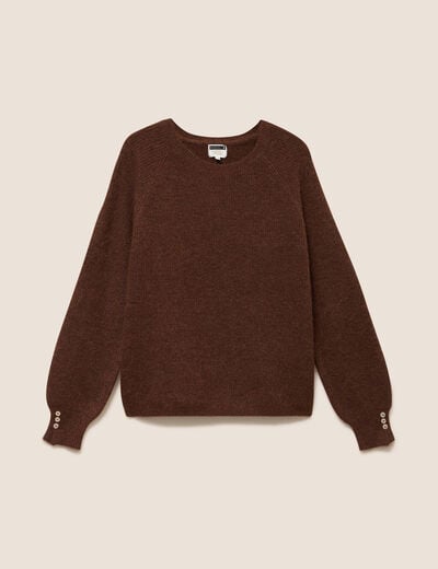 Pull col rond marron fonc&eacute; femme