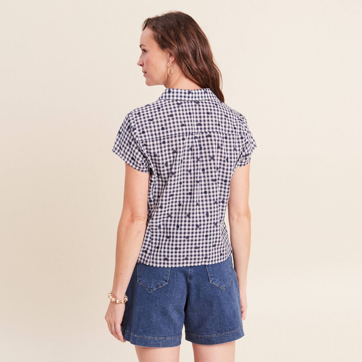 Chemise nou&eacute;e bleu femme