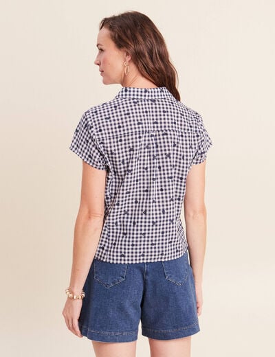 Chemise nou&eacute;e bleu femme