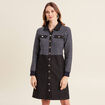 Robe droite buste tweed noir femme