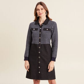 robe droite buste tweed noir femme Robe droite buste tweed noir femme