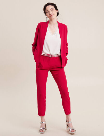 Veste droite fluide rose cerise femme