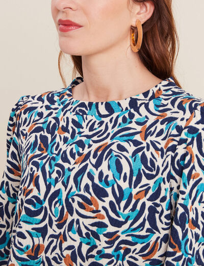 Blouse manches 3/4 bleu canard femme