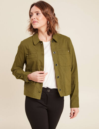 Veste boutonnée vert olive femme