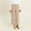 Pantalon loose en velours beige femme