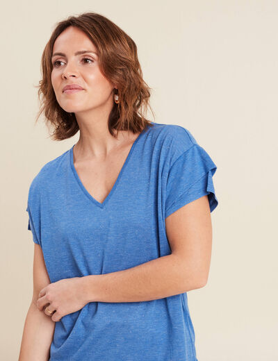 T-shirt manches courtes bleu femme