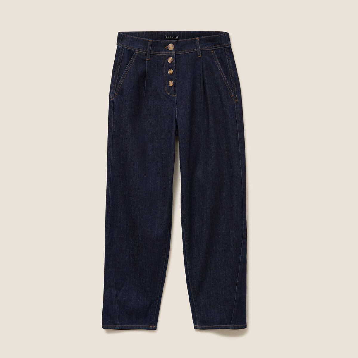 Jean coupe barrel 7/8&egrave;me denim brut femme