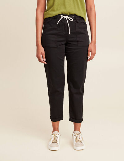 Pantalon coupe droite à coulisse noir femme