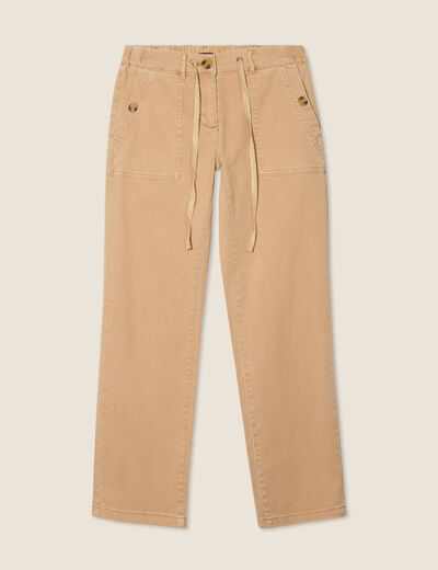 Jean ajusté 7/8ème marron clair femme