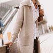 Gilet manches longues avec poches creme femme
