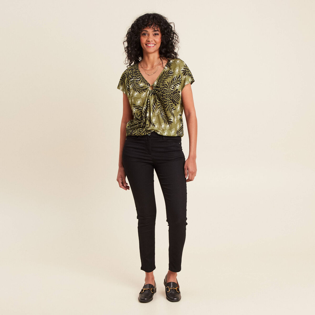 T-shirt manches courtes vert femme