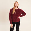 Pull ajour&eacute; col rond bordeaux femme