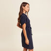 Robe fluide manches courtes bleu marine femme