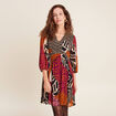 Robe &eacute;vas&eacute;e fluide manches 3/4 multicolore femme