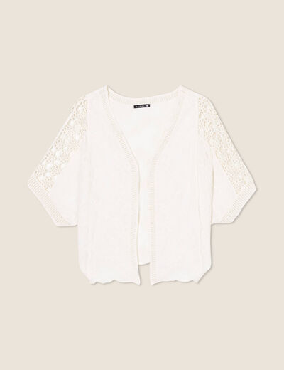 Gilet manches courtes dentelle ivoire femme
