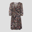 Robe évasée avec plis vert foncé femme