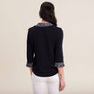 T-shirt manches 3/4 2-en-1 bleu marine femme