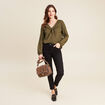 Blouse manches longues vert olive femme
