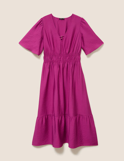 Robe &eacute;vas&eacute;e col v longueur genou violet clair femme