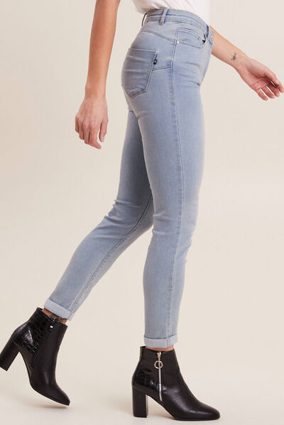 Jeans ajusté taille standard denim baby bleu femme