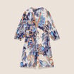 Robe courte &eacute;vas&eacute;e col v manches 3/4 bleu femme