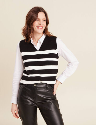 Pull sans manches noir femme