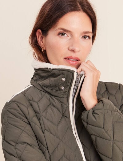 Doudoune doubl&eacute;e avec capuche vert kaki femme