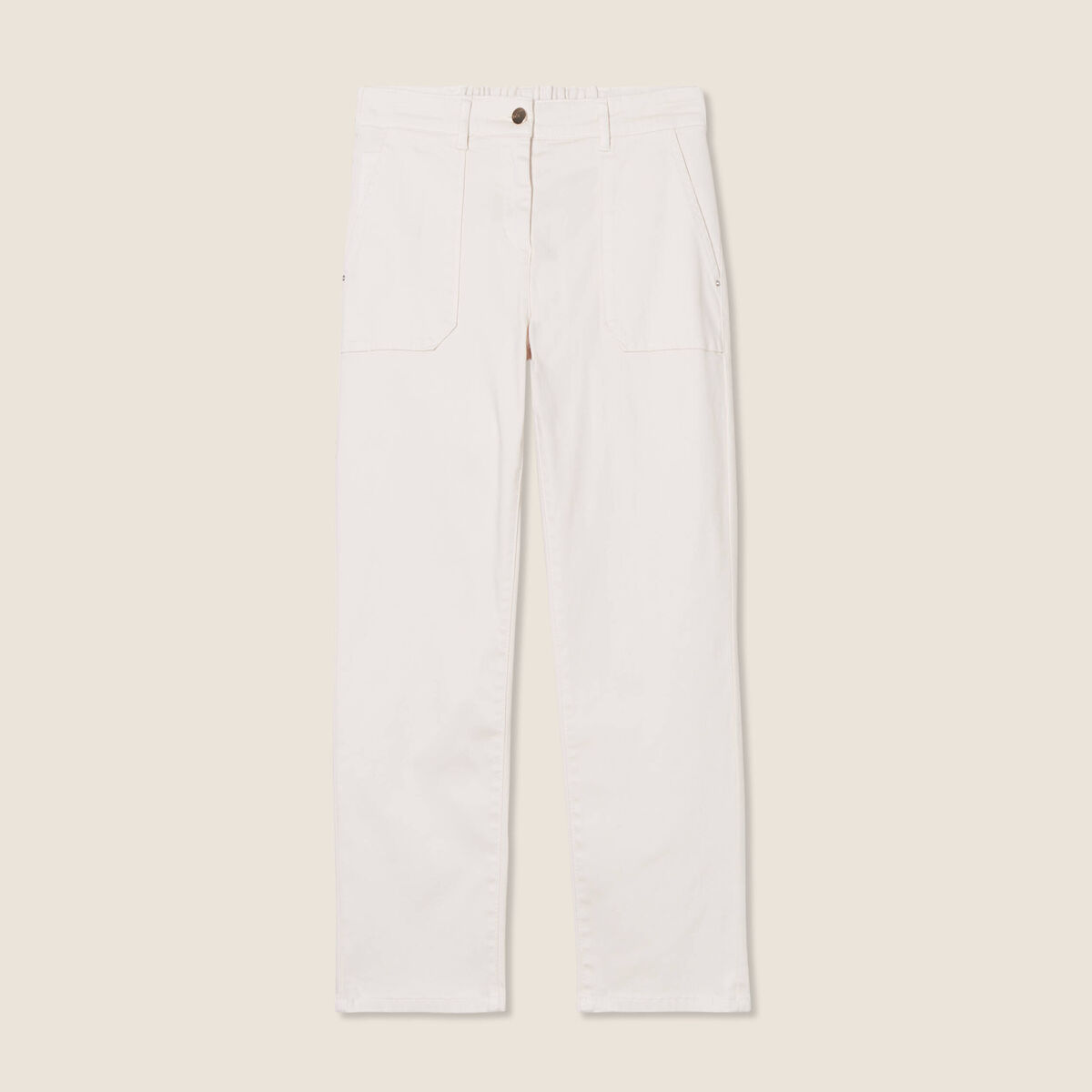 Pantalon droit velours ivoire femme