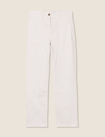 Pantalon droit velours ivoire femme