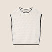 Pull ajour&eacute; sans manches col rond ecru femme
