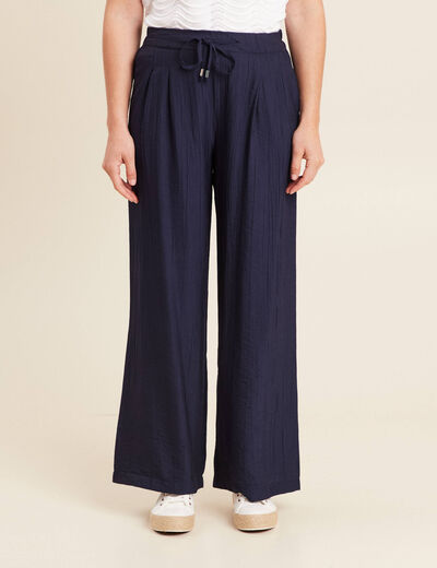 Pantalon taille haute bleu marine femme