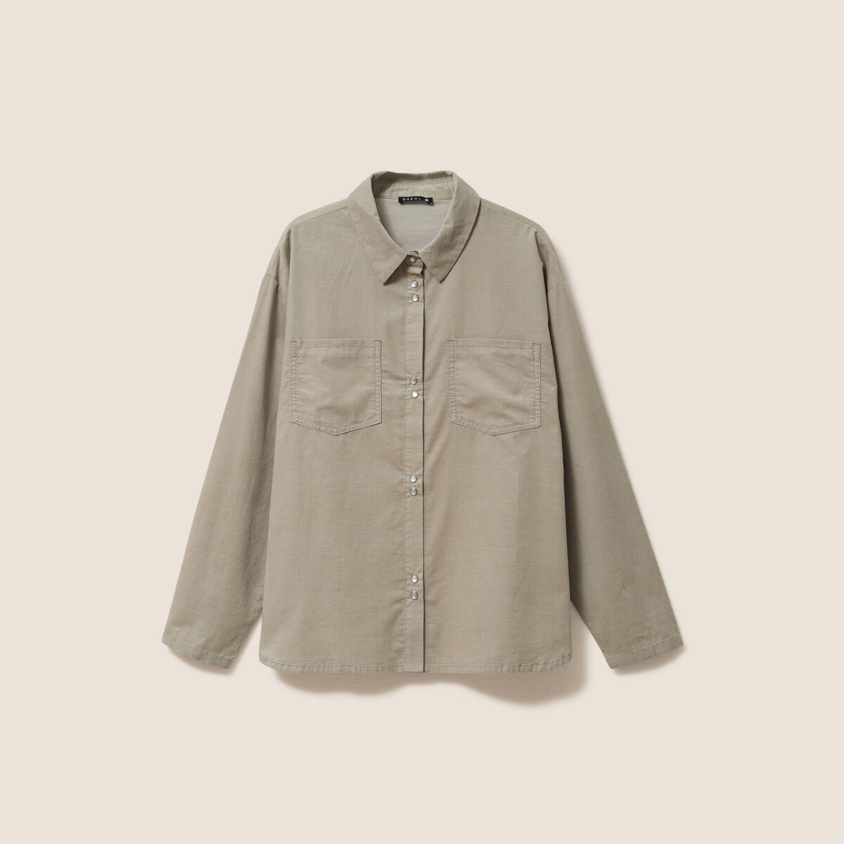 Chemise ample en velours milleraie vert clair femme