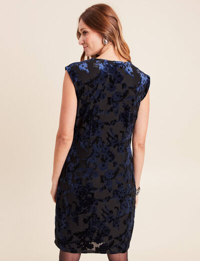 Robe portefeuille d&eacute;tails velours noir femme