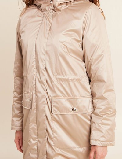 Parka d&eacute;perlante manches longues sable femme