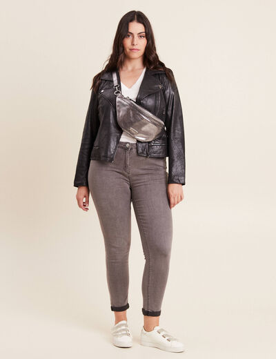 Jean ajusté taille standard 7/8ème gris femme