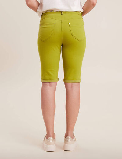 Bermuda ajusté ceinturé vert olive femme