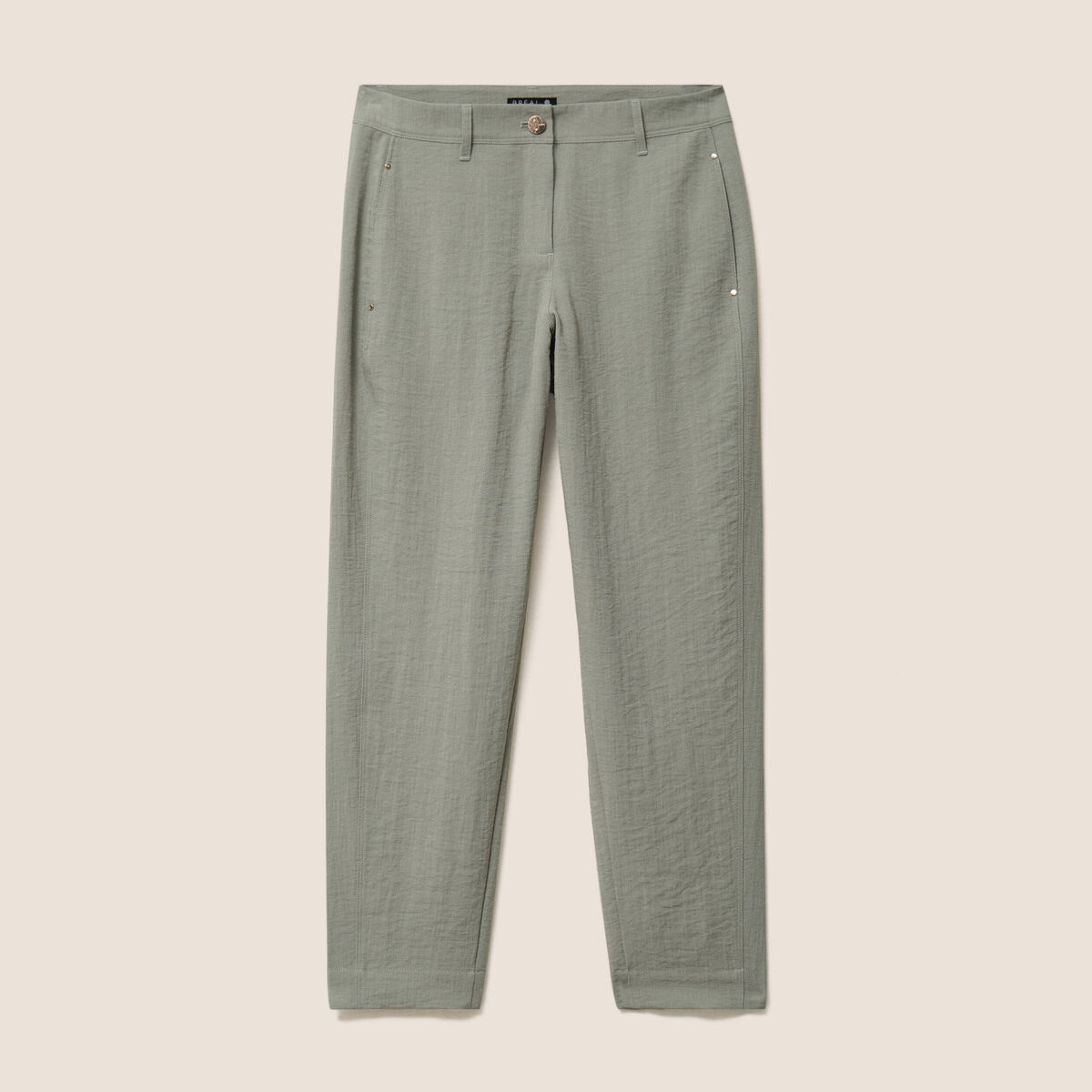 Pantalon large 7/8&egrave;me doubl&eacute; aspect lin vert clair femme