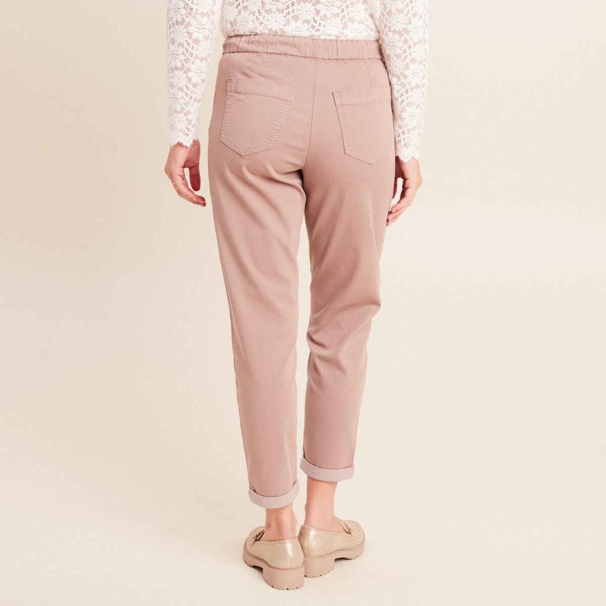 Pantalon coupe mom 7/8&egrave;me taupe femme