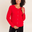 Gilet col rond rouge femme
