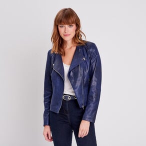 veste droite zippee bleu fonce femme Veste droite zippée bleu foncé femme
