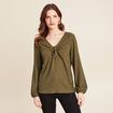 Blouse manches longues vert olive femme
