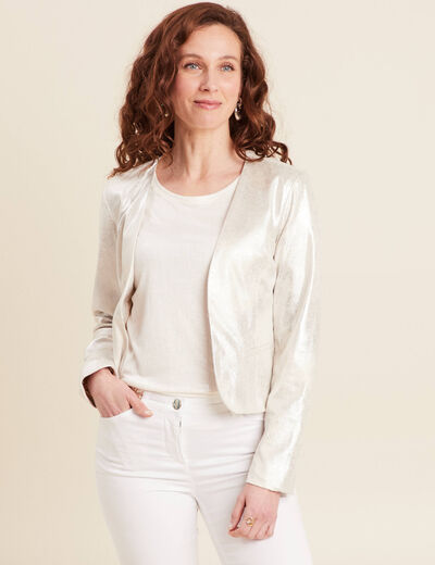 Veste courte métallisée couleur argent femme
