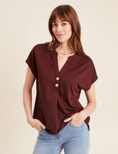 T-shirt manches courtes bordeaux femme