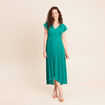 Robe longue &eacute;vas&eacute;e &agrave; volants vert menthe femme